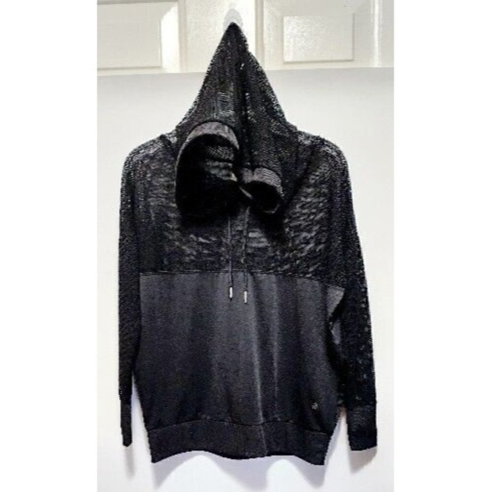 Soba Sport Women’s Black Drawstring Pullover Sweatshirt Hoodie Long Sleeve Sz S